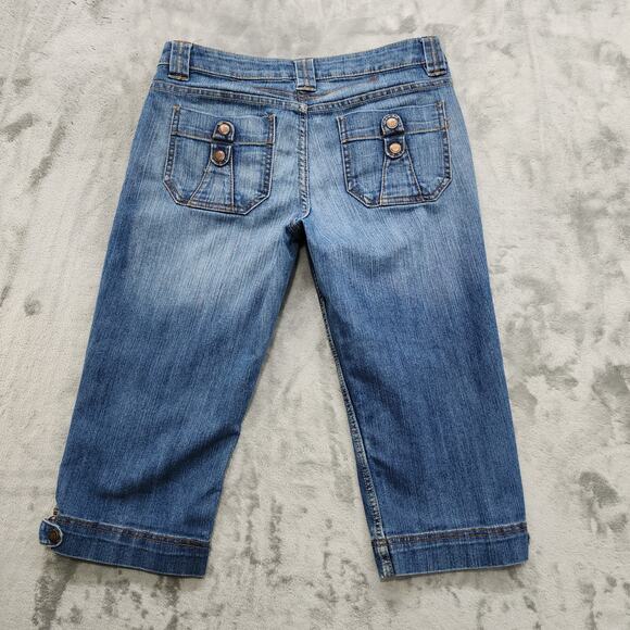 Vintage 90s Nobo No Boundaries Jeans Womens 9 Juniors Low Rise Capri Snap Hem - Picture 4 of 13